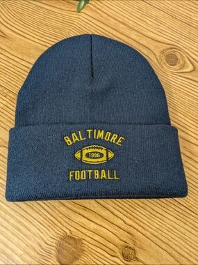 Baltimore Football Navy Beanie with Yellow Embroidery